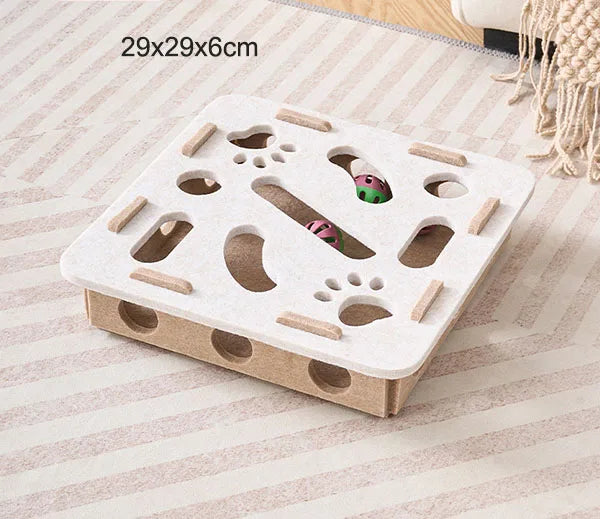 Pet Cat Puzzle Maze Holes Toys Felt Box With Bell Ball Kitten Playing Toys Interactive Funny Combination Set Cat Supplies Econic Blanks
